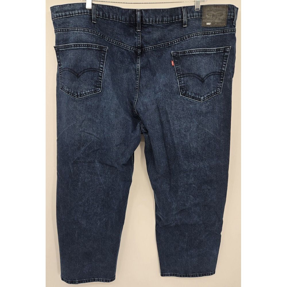 Levis 550 Jeans Mens 54x30 Dark Blue Wash Relaxed Stretch - Picture 3 of 8